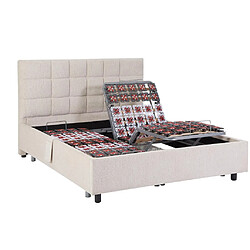 Avis Vente-Unique Lit électrique de relaxation déco tout plots + matelas mémoire de forme - 2 x 90 x 200 cm - Tissu - Beige - EREGA de DREAMEA