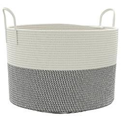 vidaXL Panier de rangement gris et blanc Ø51x33 cm coton