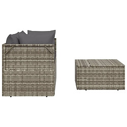 Acheter vidaXL Salon de jardin 3 pcs avec coussins Gris Résine tressée