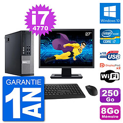 PC Dell 9020 SFF Ecran 27" Intel i7-4770 RAM 8Go Disque 250Go Windows 10 Wifi - Occasion