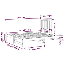 vidaXL Lit coulissant sans matelas blanc 2x(90x190) cm pas cher