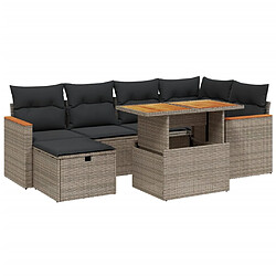 vidaXL Salon de jardin avec coussins 7 pcs gris résine tressée