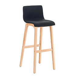 Decoshop26 Tabouret de bar x1 avec repose-pieds structure de 4 pieds en bois assise en tissu noir 10_0004975