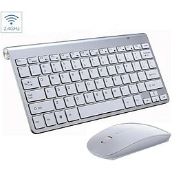 Mini clavier souris sans fil Bluetooth argent Mini clavier et souris - Connexion Bluetooth 3.0 - Ultraplat - Compatible tablette/PC