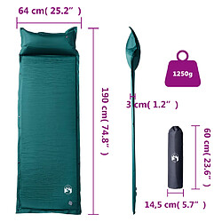 vidaXL Matelas de camping autogonflant avec oreiller 1 personne vert pas cher