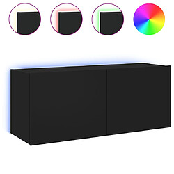 vidaXL Meuble TV mural avec lumières LED noir 100x35x41 cm