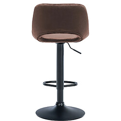 Acheter Decoshop26 Tabouret de bar chaise haute x1 avec repose-pieds en velours marron piètement métallique noir 10_0004601