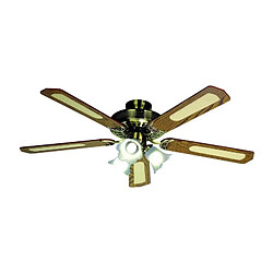 FARELEK - BALEARES O 132 cm - Ventilateur de plafond reversible, 5 pales noyer / cannees + eclairage 3 tulipes 60 watts E27 - 11