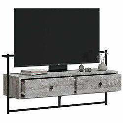 Avis Maison Chic Meuble TV scandinave mural Banc TV suspendu pour salon - sonoma gris 100,5x30x51 cm bois d'ingénierie -MN25540