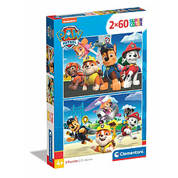 Clementoni- Paw Patrol Supercolor Pat'Patrouille-2x60 Enfants 4 Ans, Boîte De 2 (60 Pièces), Puzzle Dessin Animé-Fabriqué en Italie, 21623