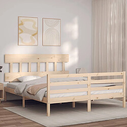 Maison Chic Lit adulte - Cadre Structure de lit avec tête de lit Contemporain 160x200 cm bois massif -MN56882