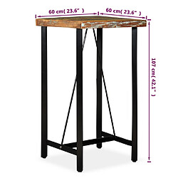 vidaXL Table de bar Bois de récupération massif 60x60x107 cm pas cher