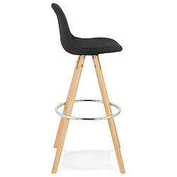 Avis Alterego Tabouret de bar design 'DANI' en tissu noir et pieds en bois naturel