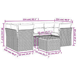 Acheter vidaXL Salon de jardin avec coussins 7 pcs gris résine tressée