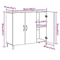 vidaXL Buffet chêne artisanal 90x34x80 cm bois d'ingénierie pas cher