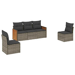 vidaXL Salon de jardin 5 pcs avec coussins gris résine tressée