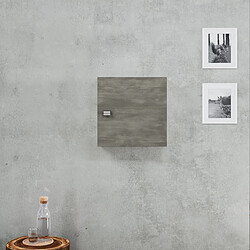 Kiamami Valentina MEUBLE-HAUT CUBE 45X45X15 FINITION CHÊNE GRIS FONCÉ ASPECT BOIS | FACILE