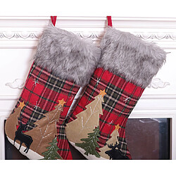 C332 2PCS Arbre de Noël Elk Motif Chaussettes Sac-cadeau Sac de Candy Noël Sac de décoration de Noël Pendentif pour Noël