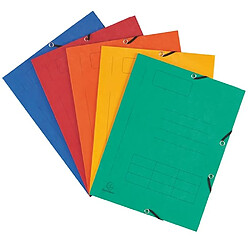 Chemise à élastique 3 rabats carte imprimée Exacompta 24 x 32 cm dos 1,5 cm couleurs assorties - Lot de 10