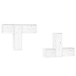 vidaXL Meubles TV 6 pcs Blanc Bois massif de pin