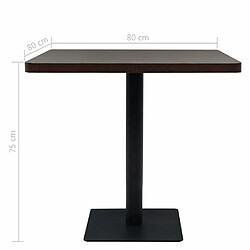 Helloshop26 Table haute mange debout bar bistrot MDF et acier carré 80 x 80 cm frêne foncé marron 0902107 pas cher