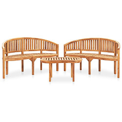 Maison Chic Salon de jardin 3 pcs - Table et chaises d'extérieur - Mobilier/Meubles de jardin Moderne en forme de banane Bois de teck solide -MN49007