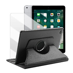 Etui rotatif en simili cuir + verre trempé pour iPad 5 9.7" (2017) (A1822/A1823) - Noir - Visiodirect -