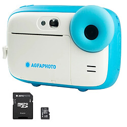 AGFA PHOTO Pack Realikids Instant Cam + 1 carte Micro SD 32GB - Appareil Photo Instantané Enfant, Ecran LCD 2,4', Batterie Lithium, Miroir Selfie et filtre photo - Bleu - Bleu