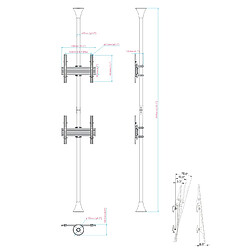 Acheter Kimex Support sol-plafond inclinable pour 2 écrans TV 32'' - 75''