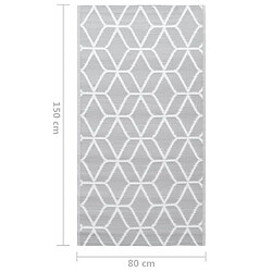 vidaXL Tapis d'extérieur ARAKIL Gris 80x150 cm PP pas cher