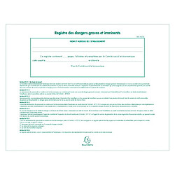 Acheter Registre imprimé des dangers graves et imminents Exacompta 6622E - 24 x 32 cm 20 pages