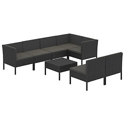 Maison Chic Salon de jardin 8 pcs + coussins - Mobilier/Meubles de jardin - Table et chaises d'extérieur Résine tressée Noir -MN50913