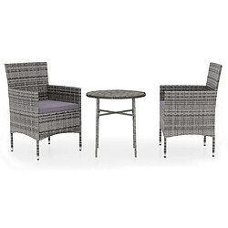 Salle à manger de jardin 3 pcs,Table et chaise à dîner Résine tressée Gris -MN89611