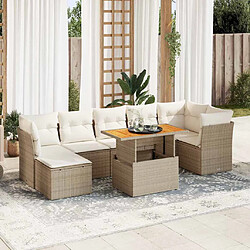 vidaXL Salon de jardin avec coussins 8 pcs beige résine tressée