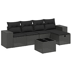 vidaXL Salon de jardin 6 pcs avec coussins noir résine tressée