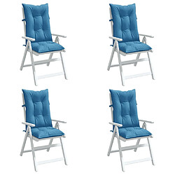 vidaXL Coussins de chaise à dossier haut lot de 4 bleu mélangé tissu