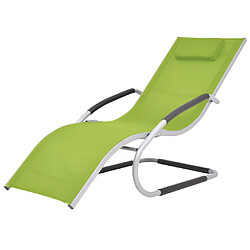 vidaXL Chaise longue avec oreiller Aluminium et textilène Vert 