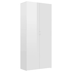 Maison Chic Armoire à Chaussures,Meuble de Rangement à Chaussures Blanc brillant 80x35,5x180 cm Aggloméré -MN15351