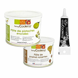 Scrapcooking Pâte de pistache 200 g + pâte de noisette 200 g + Stylo glaçage noir