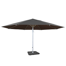 Decoshop26 Parasol de jardin extérieur Ø 5m Polyester Alu Mât Blanc 28kg anthracite avec pied 04_0003853