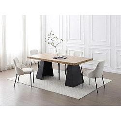 Avis Vente-Unique Table à manger extensible 4 à 10 personnes en MDF et métal - Naturel et noir - EMELIA