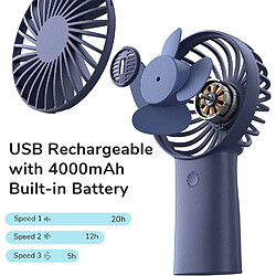 Acheter Ventilateur à Main 4000mAh, Mini Ventilateur Portable, Petit Ventilateur Rechargeable par USB [5-20H de Temps de Travail] Ventilateur Personnel à Piles avec 3 Vitesses pour l'Extérieur/le Bureau