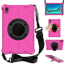 Coque en TPU texture de toile d'araignée, antichoc, béquille, EVA avec bandoulière rose pour votre Lenovo Tab P11 TB-J606F 11 pouces