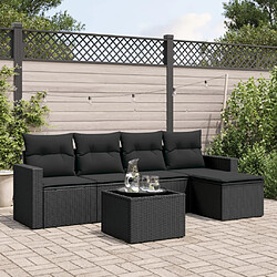 vidaXL Salon de jardin 6 pcs avec coussins noir résine tressée