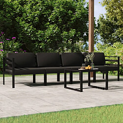 vidaXL Salon de jardin 5 pcs avec coussins Aluminium Anthracite