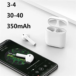 Ecouteurs i12 Bluetooth, Sans Fil TWS étanche -blanc