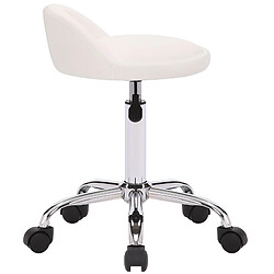 Decoshop26 Tabouret de travail sur roulettes hauteur réglable support en métal assise en synthétique blanc TABO10191