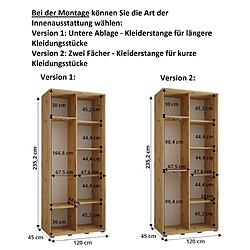 Abiks Meble Armoire DAVOS 1 À Portes Coulissantes 235,2/120/45 2 Portes pas cher