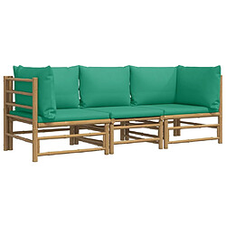 Avis Maison Chic Salon de jardin 3 pcs + coussins - Mobilier/Meubles de jardin - Table et chaises d'extérieur vert bambou -MN52007