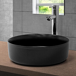 ML DESIGN MODERN LIVING Lavabo en céramique noir mat vasque à poser ronde pour salle de bain Ø360x120 mm